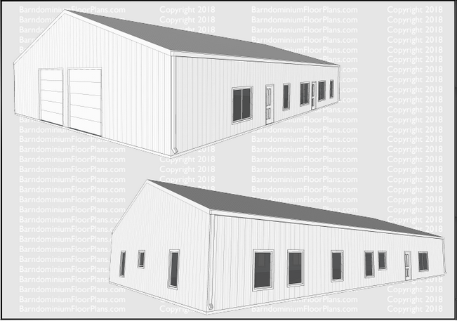 4 bedroom 3 bath Barndominium floor plan with garage - Blaze
