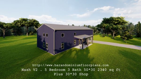 nash version2 barndominium 3D rendering top view
