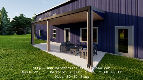 nash version2 barndominium 3D rendering front porch