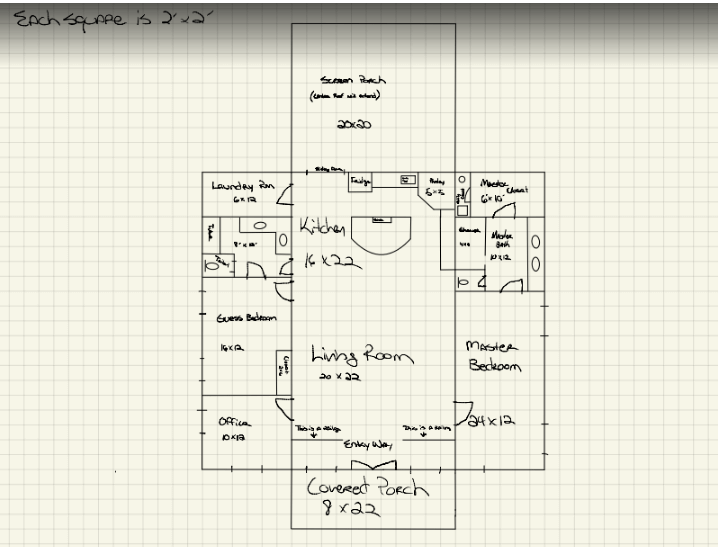 Example Custom Barndominium Floor Plan Sketch