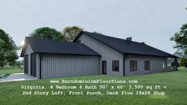 Virginia-barndominium-3d-rendering-exterior-backview-4bed-4bath-3500-sq-ft-floor-plan