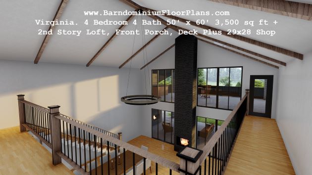Virginia-barndominium-3d-rendering-interior-4bed-4-bath-3500-sq-ft-floor-plan-with-loft