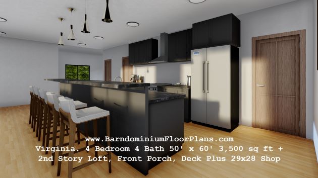 Virginia-barndominium-3d-rendering-kitchen-interior-4bed-4-bath-3500-sq-ft-floor-plan