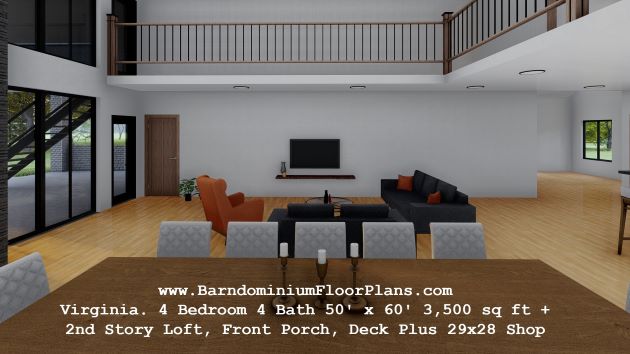 Virginia-barndominium-3d-rendering-office-interior-4bed-4-bath-3500-sq-ft-floor-plan