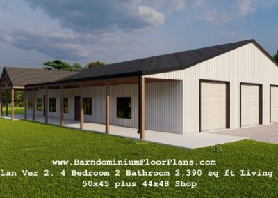 Quinlan-Ver2-Barndominium-4Bedroom-2Bathroom-2390-sqft-Living-Area-50x45-plus-Shop