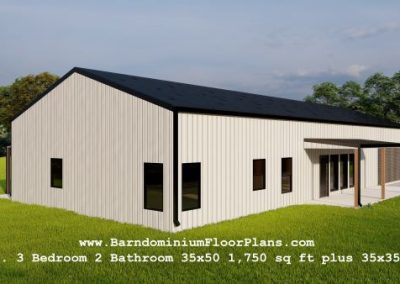Alice-barndominium-3 Bed-2Bath-35x50-1750-sqft-plus-35x35-Shop