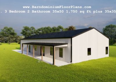 Alice-barndominium-top-sideview-3 Bed-2Bath-35x50-1750-sqft-plus-35x35-Shop