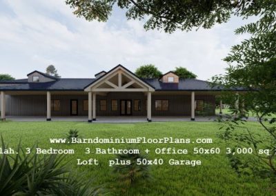 BarndominiumFloorPlans Beulah Barndominium 3 Bed 3 Bath plus Office 3000 sq.ft plus Garage