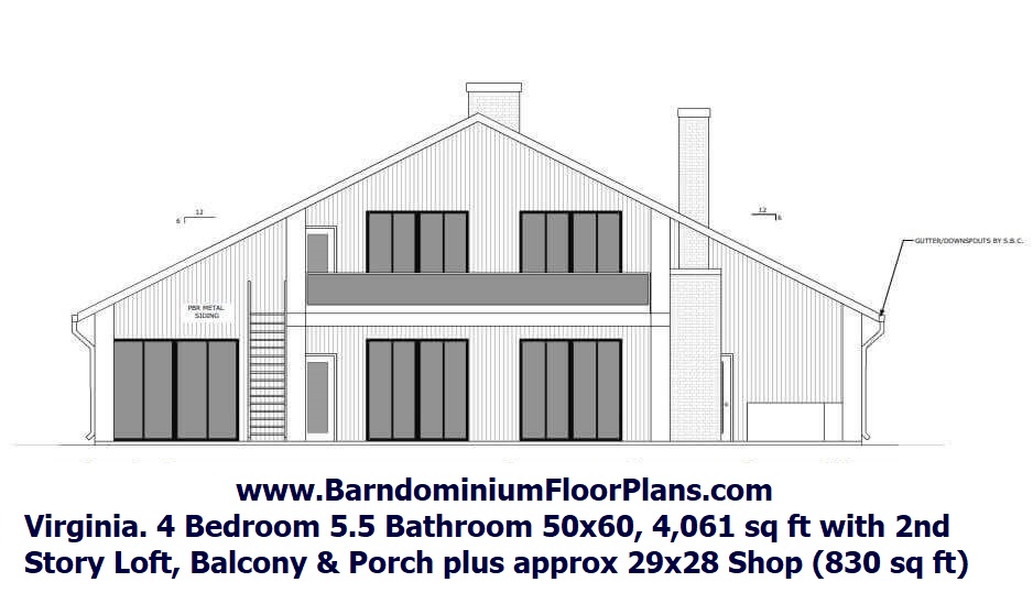 Virginia-2D-Front-Barndominium-2-Story-6050-4-Bedroom-5.5-Bath-Floor-Plan