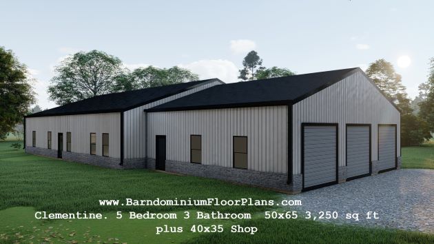 Clementine-barndominium-Exterior-Rendering-5bed-3bath-3250-sq-ft-floor-plan