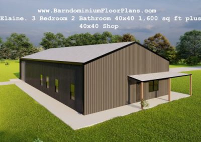 BarndominiumFloorPlans.com Elaine. 3 Bedroom 2 Bathroom 40x 40 1,600 sq ft plus 40x40 Shop