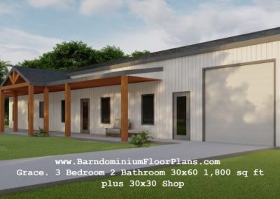 Grace-barndominium-3Bed-2 Bath-30x60-1800- sqft-plus-30x30-Shop