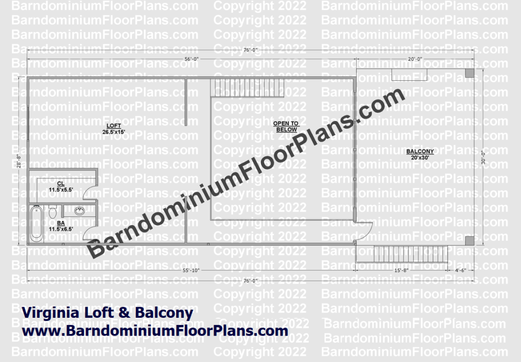 Original Virginia barndo plan Loft & Balcony 