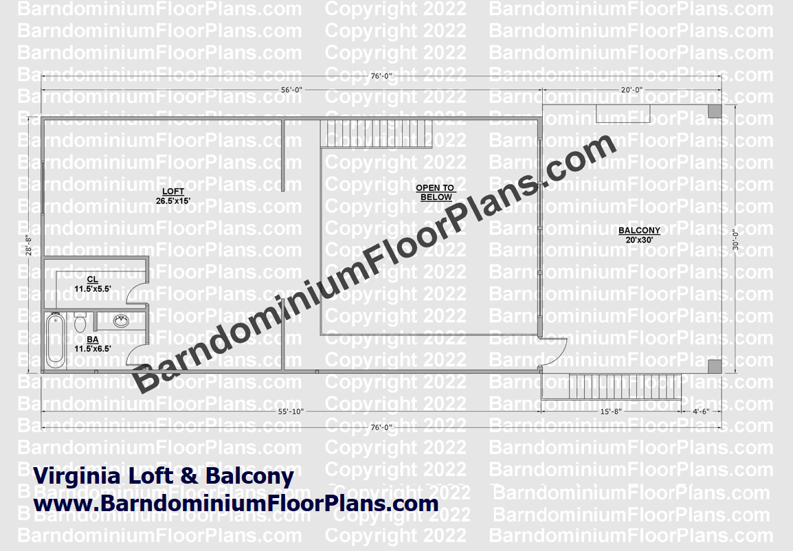 BarndominiumFloorPlans Original Virginia Loft & Balcony  