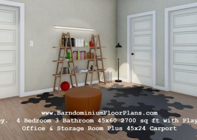 barndominiumfloorplans Ashley Barndominium Interior with playroom livingroom 45x60 2,700 sq ft floor plan