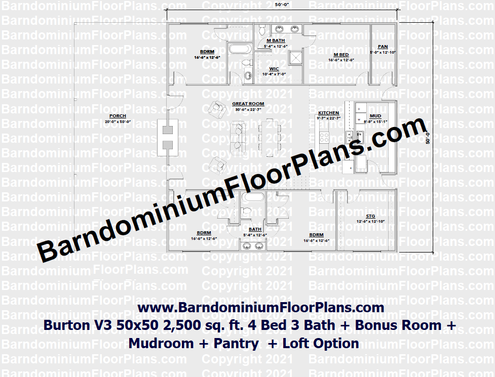 burton-v3-50′ x 50′ – 4 bedroom – 3 bath-2500-sqft-living-plus-loft-optional