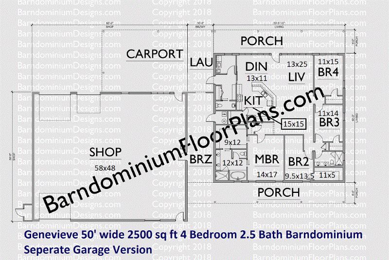 Genevieve-barndominium-50x50-4-Bedroom-2-and-half-bath-Floor-Plan
