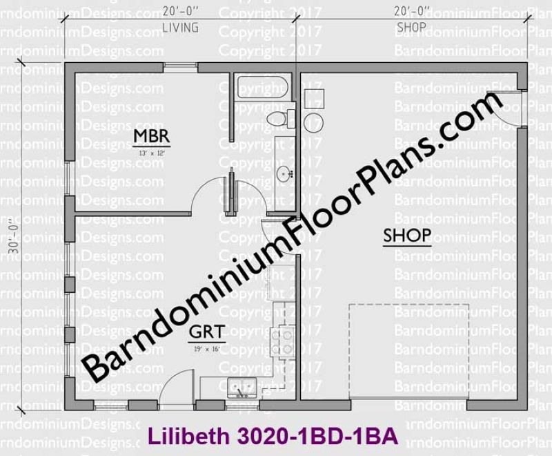 Lilibeth-3020-1BD-1BA-Barndominium-Floor-Plan