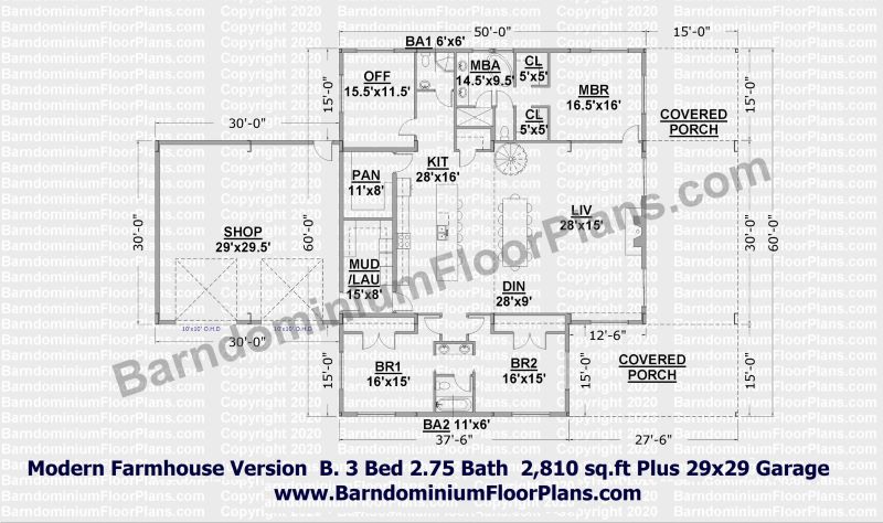 Modern-FarmHouse-VB-2810-sq-floor-plan-3-bedrooms-2.75-Bathrooms-plus Shop