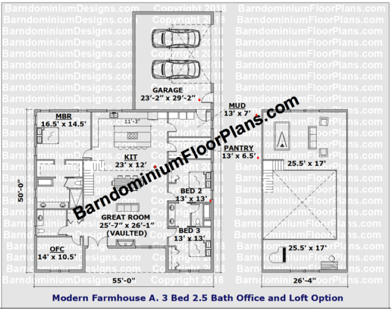 Modern-Farmhouse-Version-A-2500-sqft-Floor-Plan-3 bedroom-2.5 Bathroom-plus-Garage