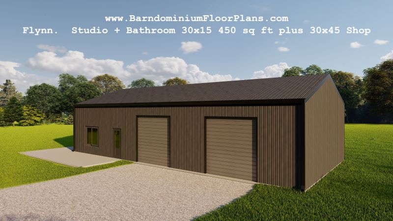 Small-Flynn-Studio-Barndominium-30x15-450-sqft-Floor-Plan