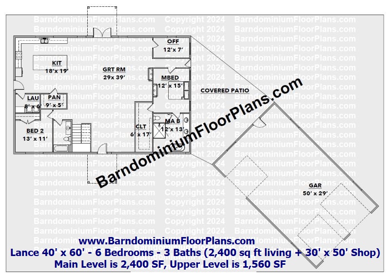 Lance-Barndominium-4060-6BD-3BA-with-patio-Garage-Main-Level-Floor-Plan