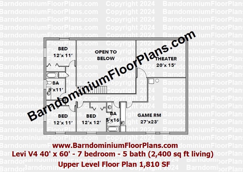 Levi-V4-Barndominium-4060-7BD-5BA-upper-level-floor-plan