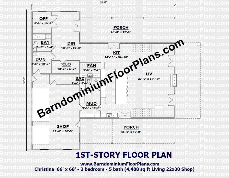 1st-story-floor-plan-christina-farmhouse-barndominium-4488 sqft-floor-plan-3bed-5bath