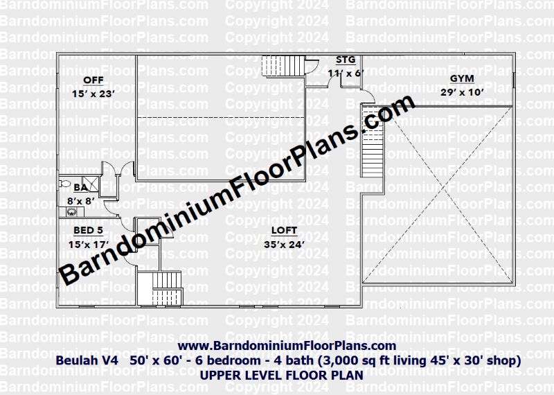 beulah-v4-barndominium-5090-6BD-4BA-upper-level-floor-plan.