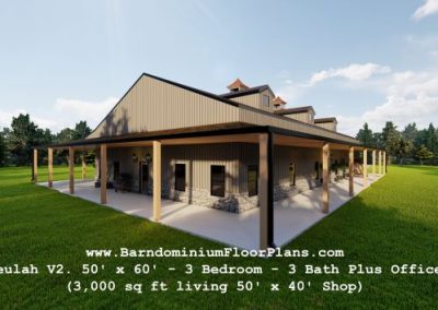 beulah-version2-barndominium-3d-rendering-leftview-wrap-around-porch-3bed-3bath-3000-sq-ft-floor-plan