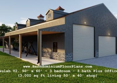 beulah-version2-barndominium-3d-rendering-wrap-around-porch-3bed-3bath-plus-shop-3000-sq-ft-floor-plan