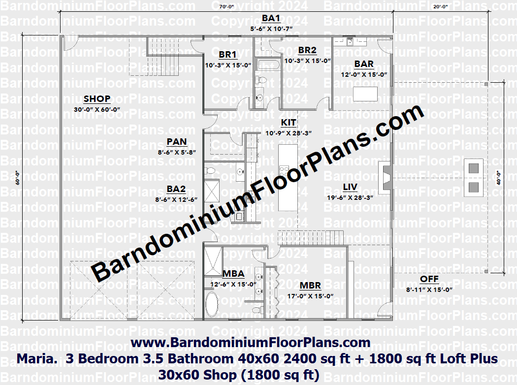 Maria-barndominium-40x20-3Bedroom-3.5bathroom-2400-sqft-floor-plan