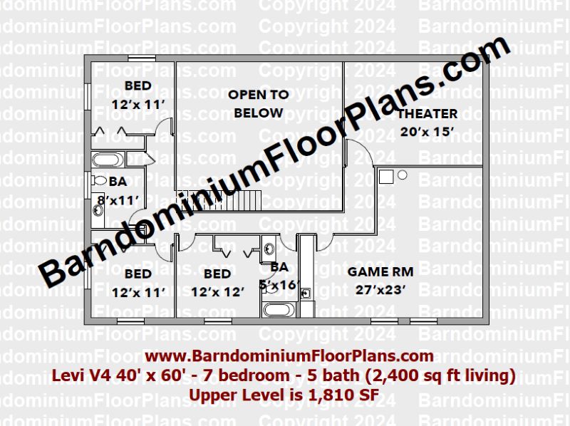 Levi-V4-Barndominium-4060-7BD-5BA-upper-level-floor-plan