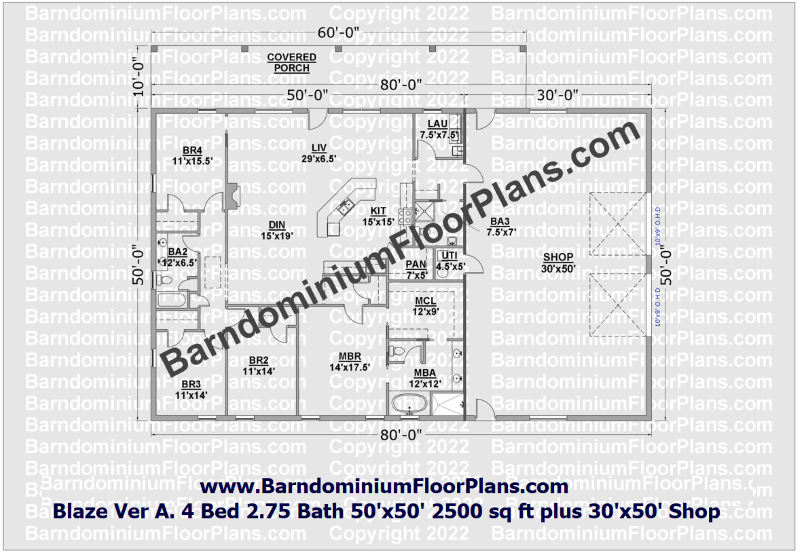 blaze-version-A-barndominium-4-Bed-2.75-Bath-50x50-2500-sq-ft-plus-30x50-shop-with-gable-porch