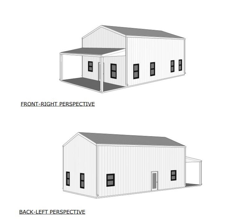 Autumn-Version-5-barndominium-3D-Elevation-Perspective-40x25-1MBD-2BA-1000-sqft-floor-plan