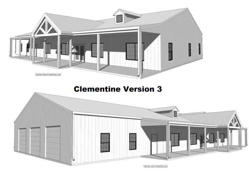 Clementine-V3-barndominium-3D-elevation-3-or-4-Bedroom-3-Bath-3250-sqft-Floor-Plan