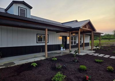 Modified Levi Barndominium 3600 sqft in Columbia Missouri Front Porch