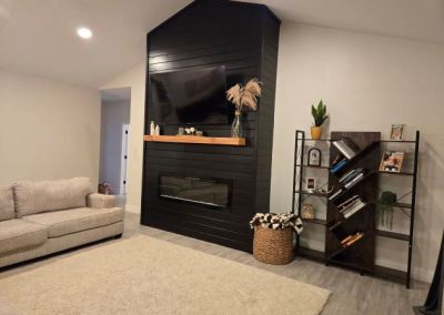 Modified Levi Barndominium 3600 sqft in Columbia Missouri Living Room Fireplace