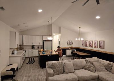 Modified Levi Barndominium 3600 sqft in Columbia Missouri Living Room Kitchen