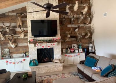Modified Clementine barndominium 3250 sqft in Texas Interior Living room Fireplace