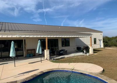 Modified Clementine barndominium 3250 sqft in Texas swimming pool