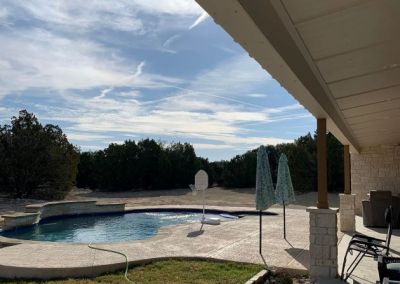 Modified Clementine barndominium 3250 sqft in Texas backyard swimming pool