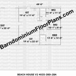 Version 2 of the Beach house barndominium with an attached shop on the left hand side attached to the great room