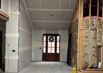 Custom Floor Plan 40x80 Barndominium in Montana drywall interior living room